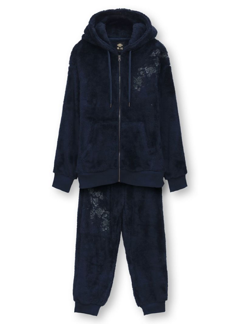 【雅結】桜刺繍ZIPパーカーアンサンブル