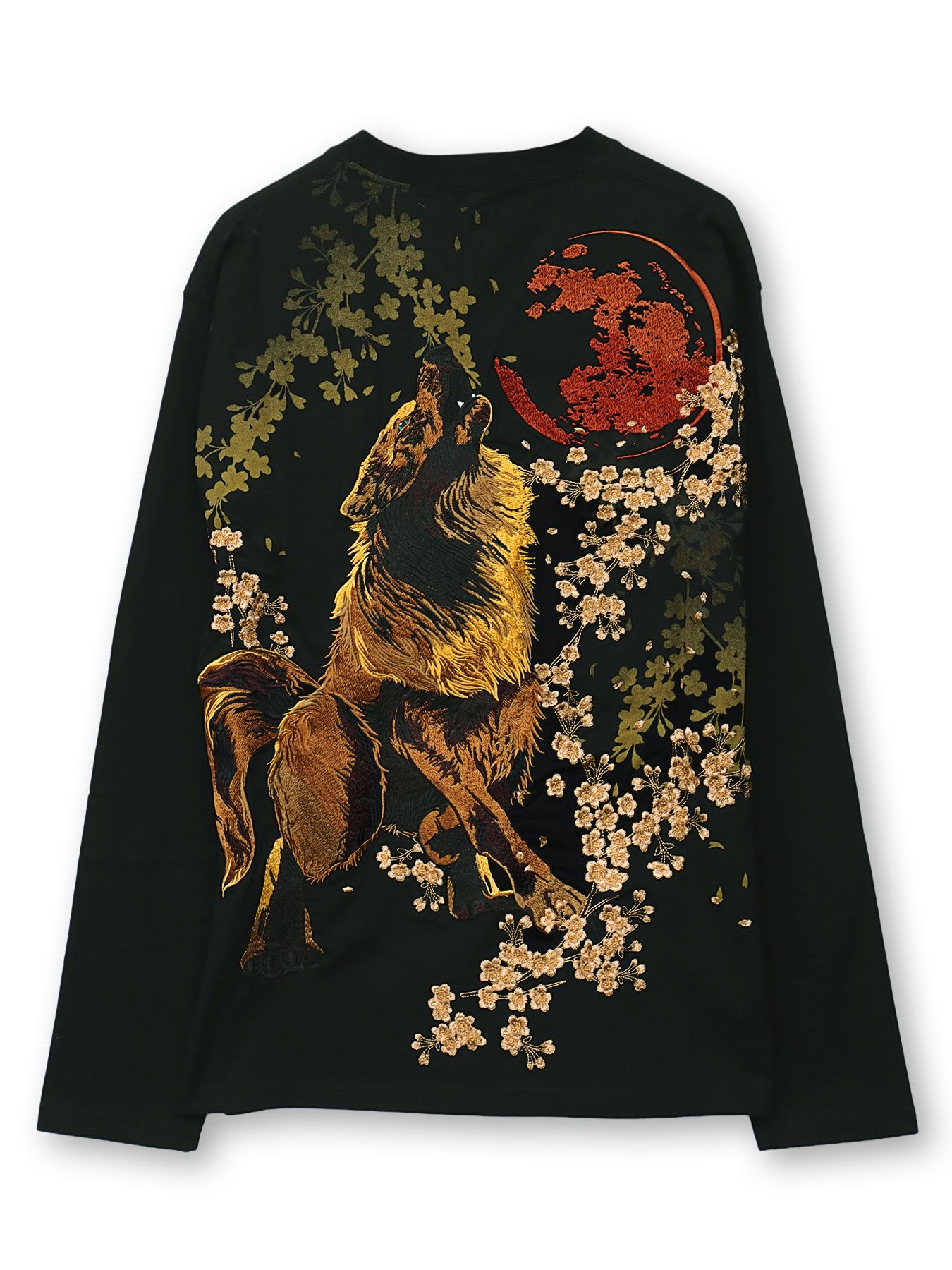 【絡繰魂・粋】“月光狼”刺繍入りロンT