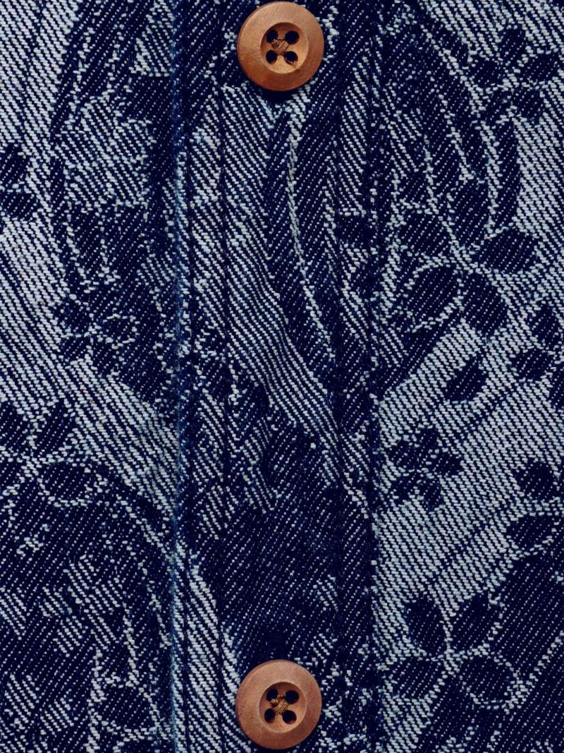 【絡繰魂】“桜流水”デニムジャガード長袖シャツ