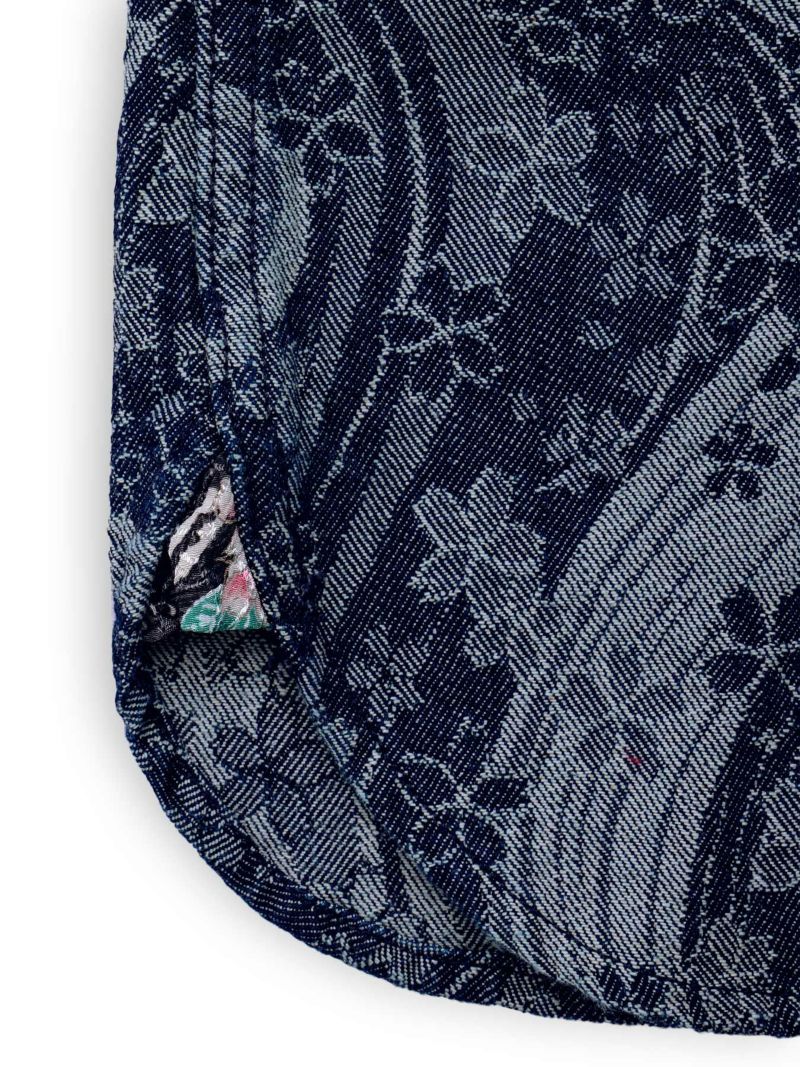 【絡繰魂】“桜流水”デニムジャガード長袖シャツ