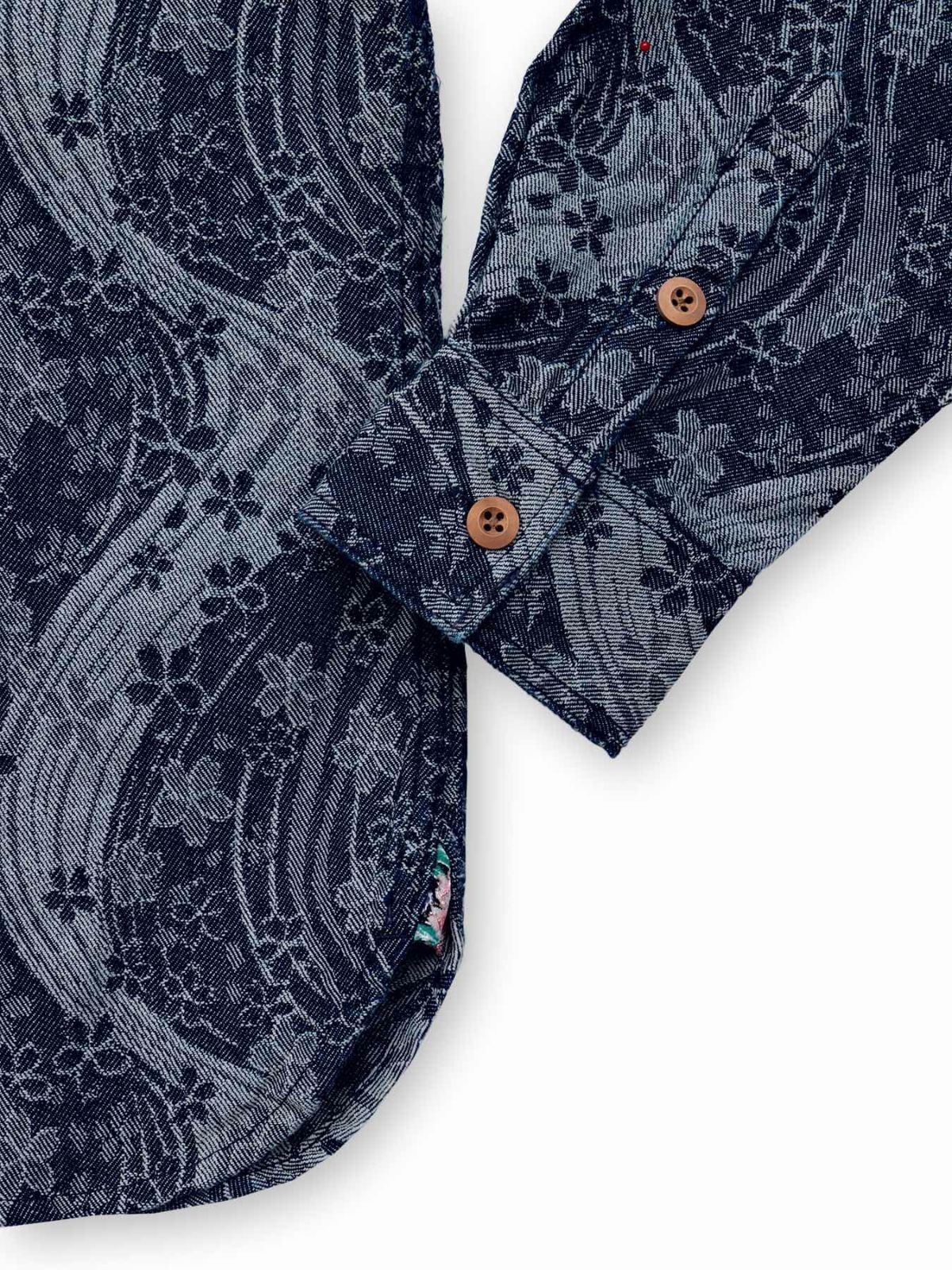 【絡繰魂】“桜流水”デニムジャガード長袖シャツ