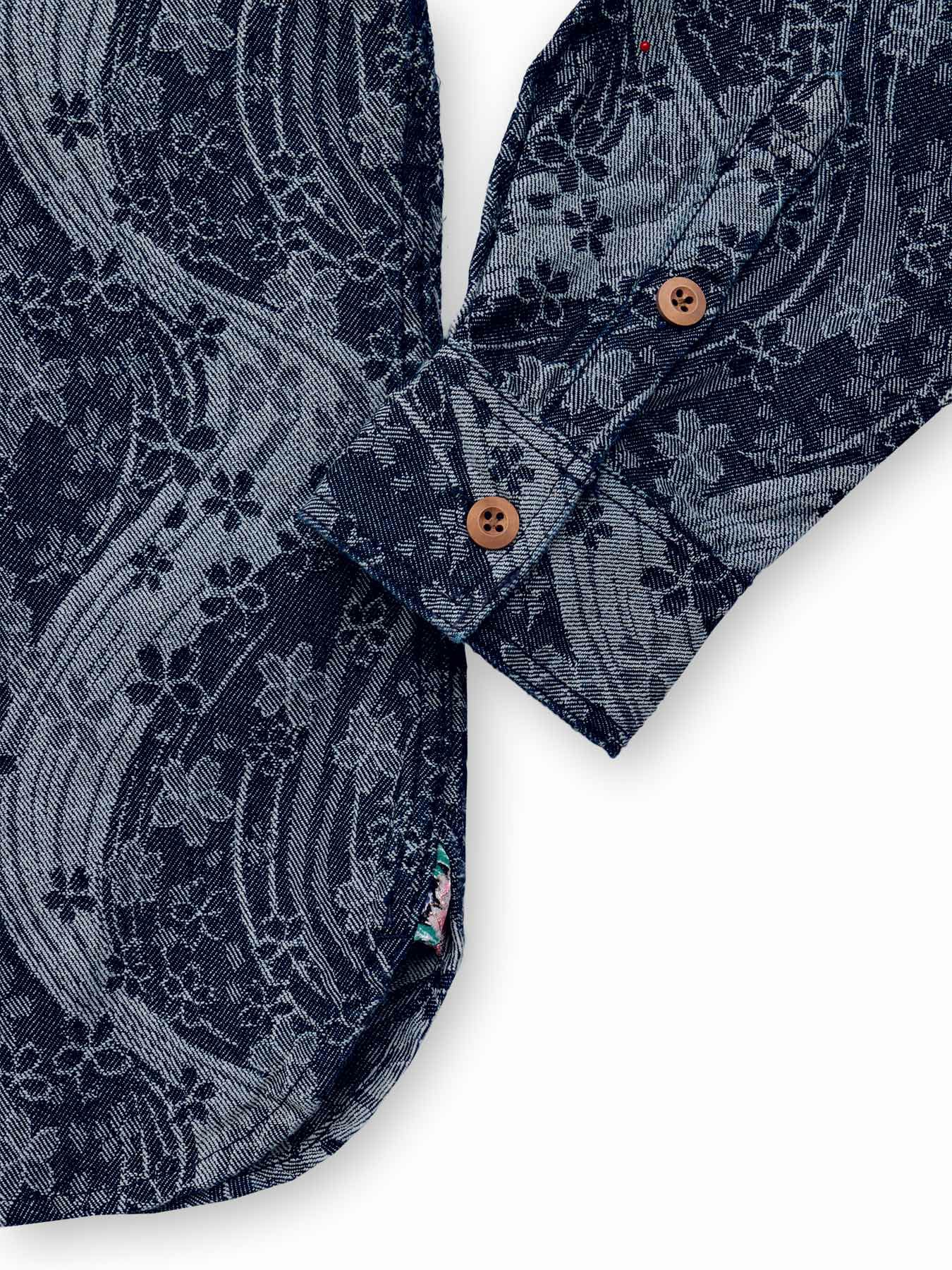 【絡繰魂】“桜流水”デニムジャガード長袖シャツ