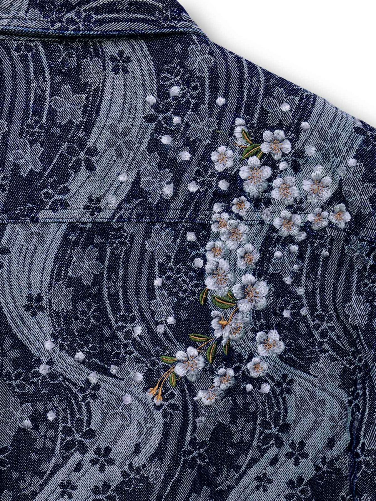 【絡繰魂】“桜流水”デニムジャガード長袖シャツ