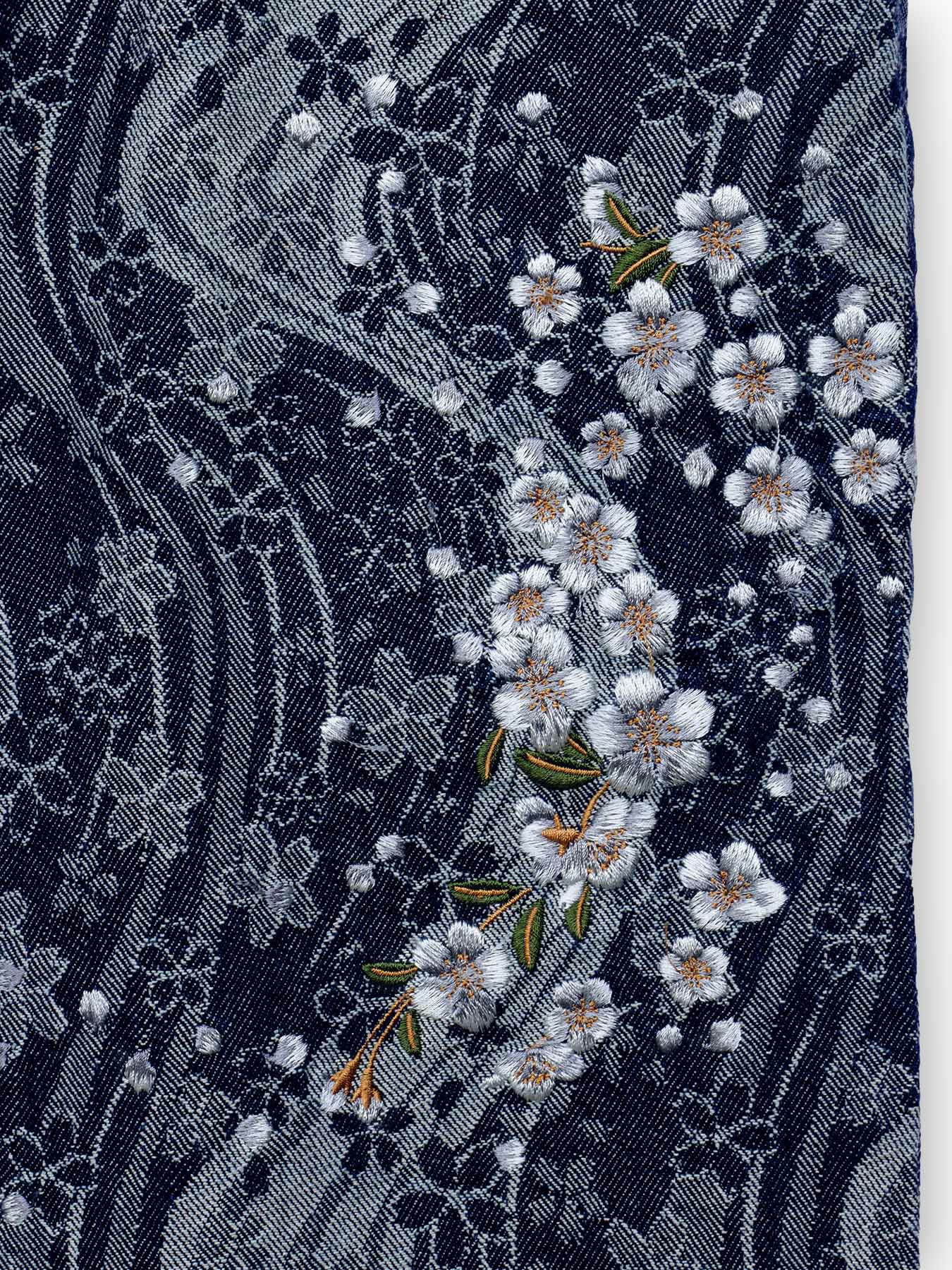 【絡繰魂】“桜流水”ジャガードデニムパンツ