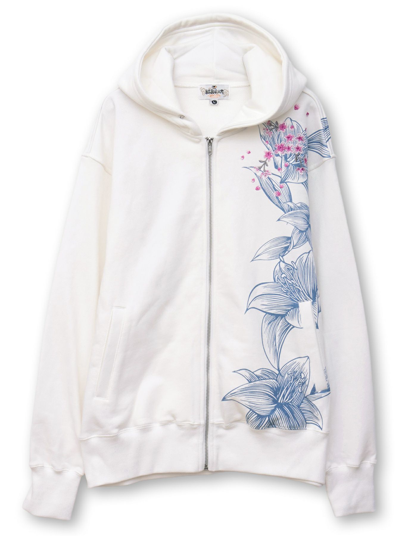 【絡繰魂】“桜吹雪”刺繍入りZIPパーカー