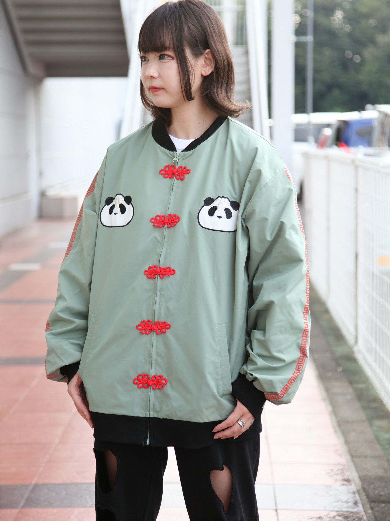 PANDIESTA JAPAN】“中華風パンダさん”BIGシルエットMA-1ジャケット