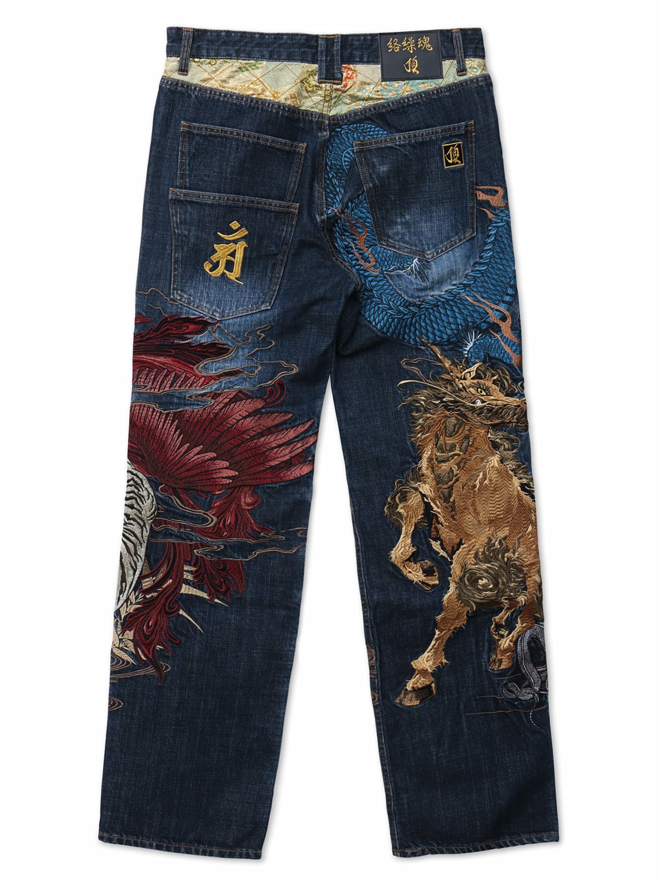  ＜春の予約会＞【絡繰魂・頂】“四神”総刺繍デニムパンツ〔別注〕