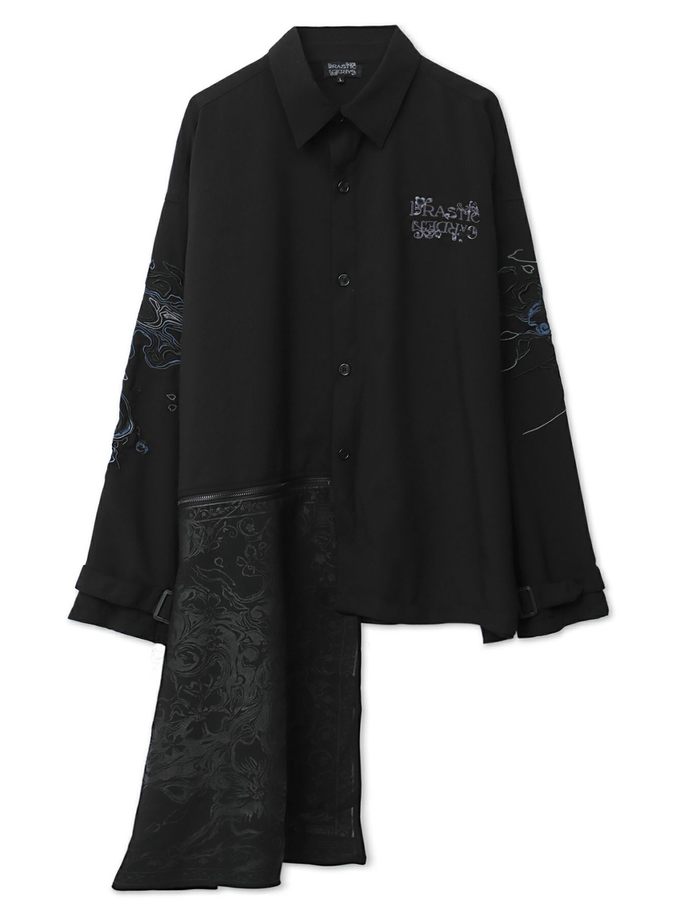 ＜春の予約会＞【DRASTIC GARDEN】“煙ノ桜”刺繡入り変形シャツ