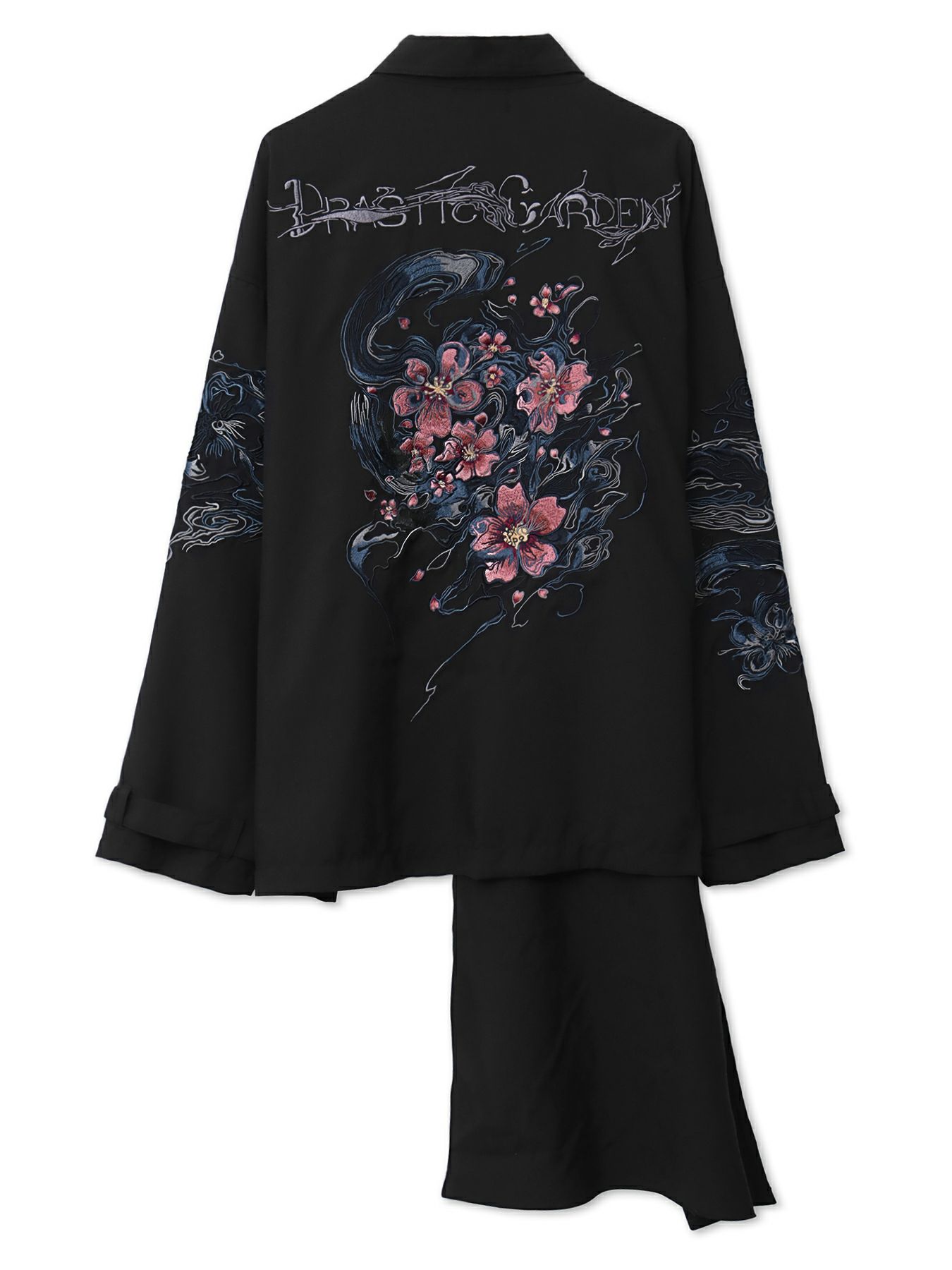 ＜春の予約会＞【DRASTIC GARDEN】“煙ノ桜”刺繡入り変形シャツ