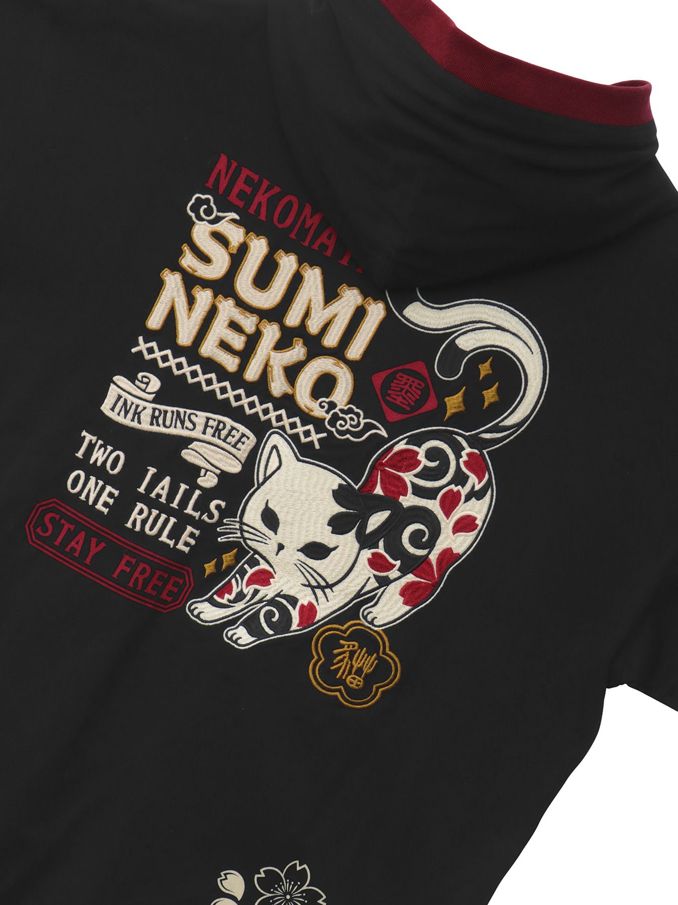 ＜春の予約会＞【SUMINEKO】“伸び猫”刺繍入りBIGシルエット半袖プルパーカー